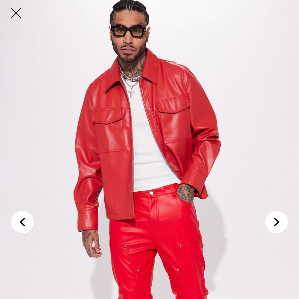 Faux leather shacket